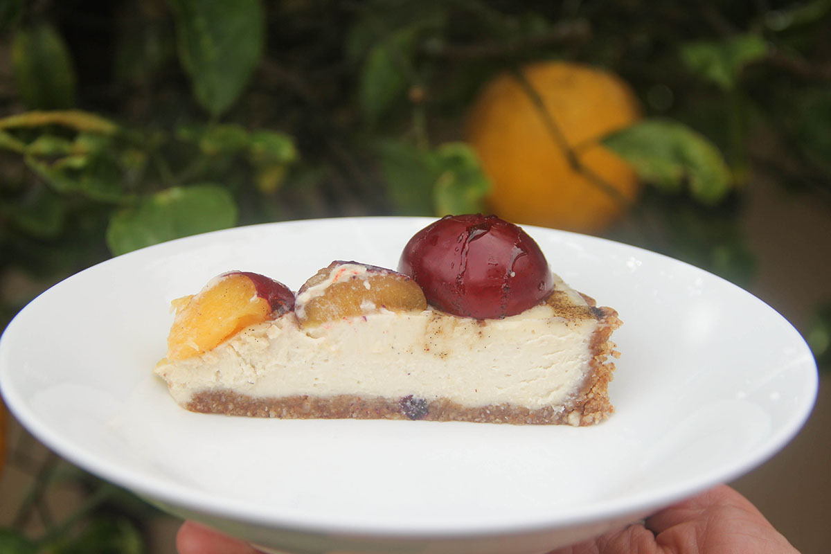 This healthy raw treat is my plant based take on a classic french fruit tart, topped with the most gorgeous summer plums!