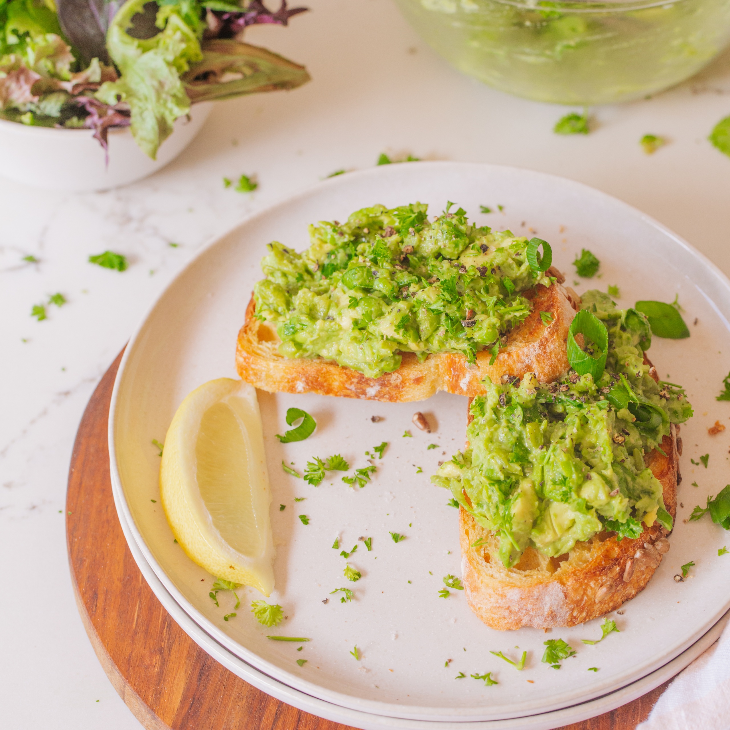 Smashed Peas and Avocado on Toast - Cupful of Kale