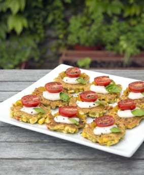 Corn, Capsicum and Chilli Fritters recipe by Buffy Ellen of Be Good Organics - vegan and gluten free!