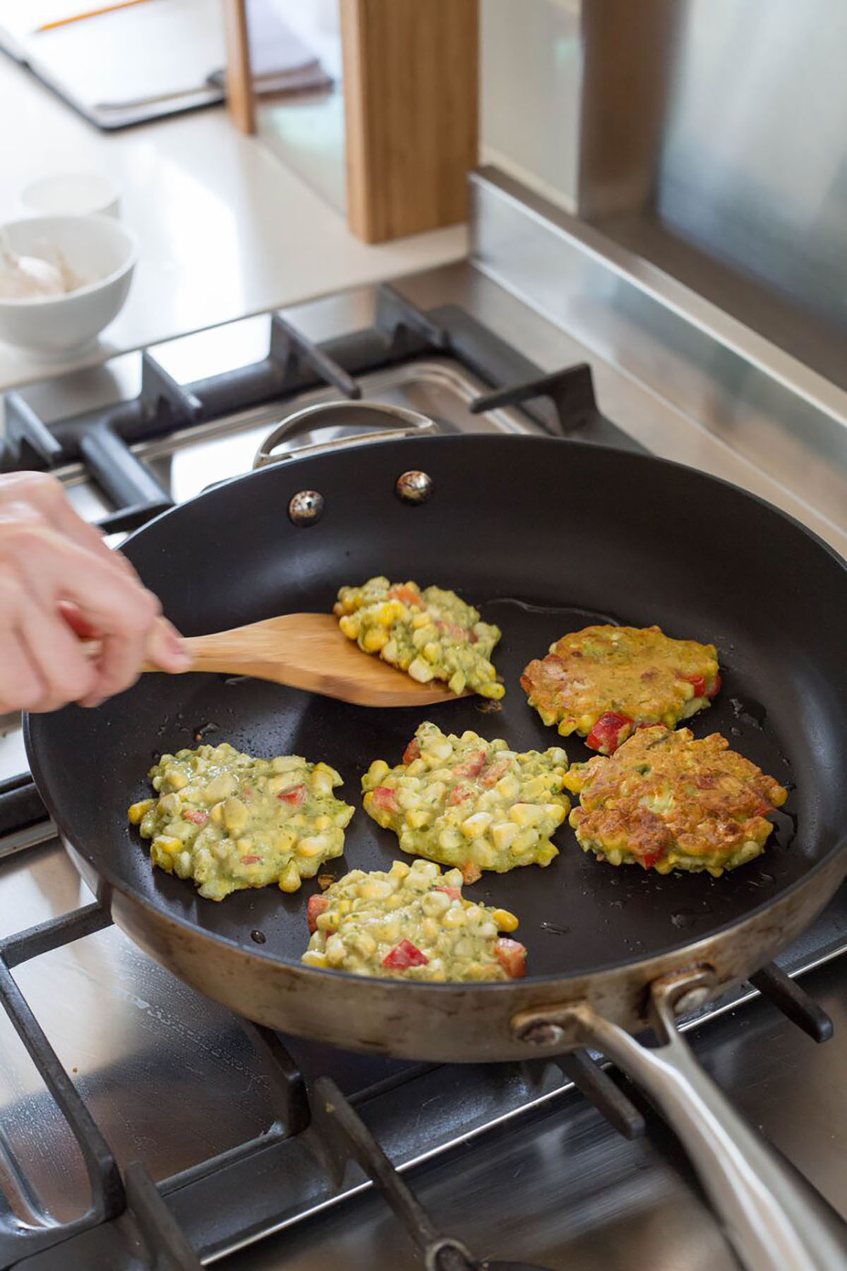 Corn, Capsicum and Chilli Fritters recipe by Buffy Ellen of Be Good Organics - vegan and gluten free!