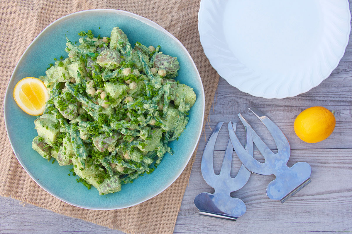 Pesto Potato Salad recipe by Buffy Ellen of Be Good Organics - vegan and gluten free