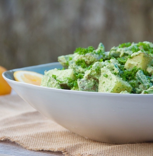 Pesto Potato Salad recipe by Buffy Ellen of Be Good Organics - vegan and gluten free