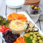 Rainbow VEGGIE PLATTERS WITH ROASTED GARLIC HUMMUS - the perfect dish for a potluck, vegan, dairy free, healthy, sugar free, gluten free, high protein, low cal, easy, begoodorganics