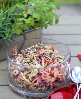 The Best RAINBOW SUPER SLAW with a creamy dairy-free mayo - healthy, plant-based, vegan, vegetarian, dairy free, gluten free, refined sugar free, under 10 minutes, easy, affordable