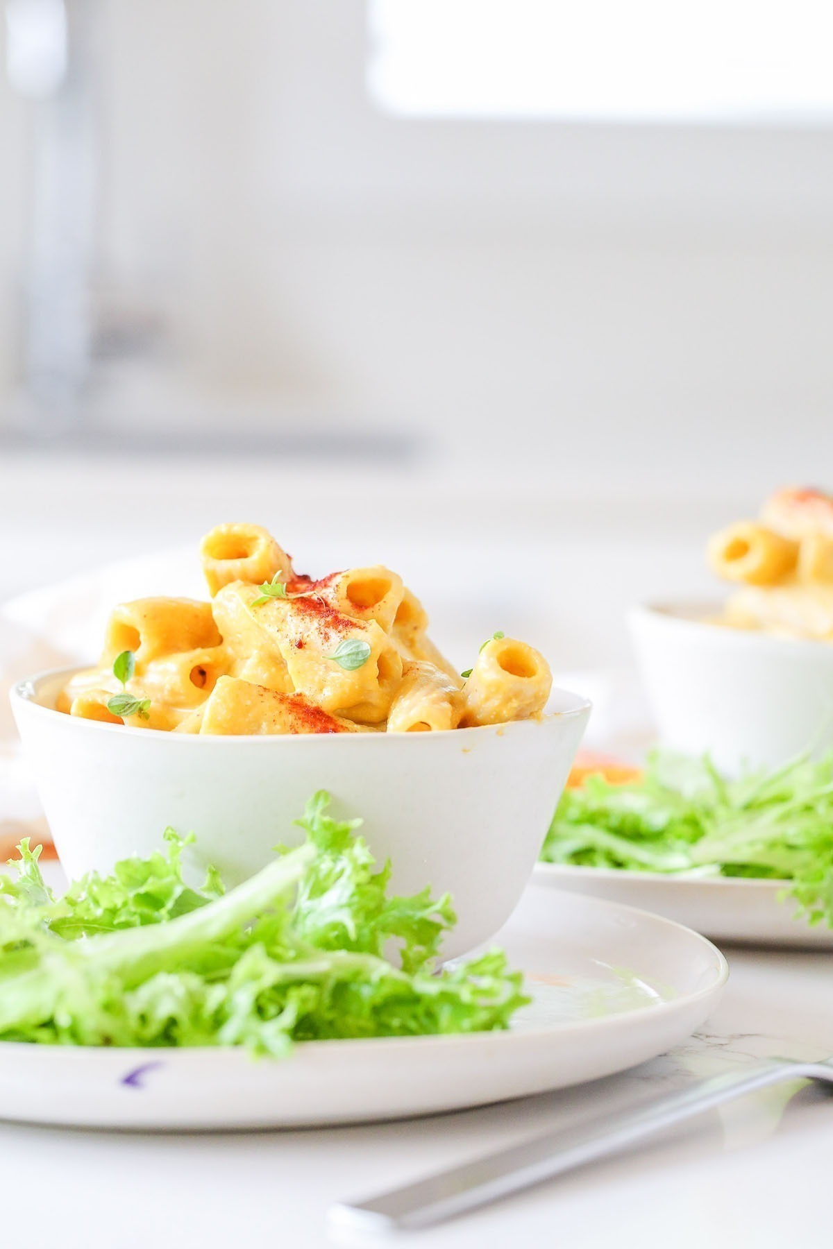 Best ever, easy, gluten, and dairy free mac and cheese. Low in fat, easy as to make nut-free , and all round delicious! Comfort food gone healthy.