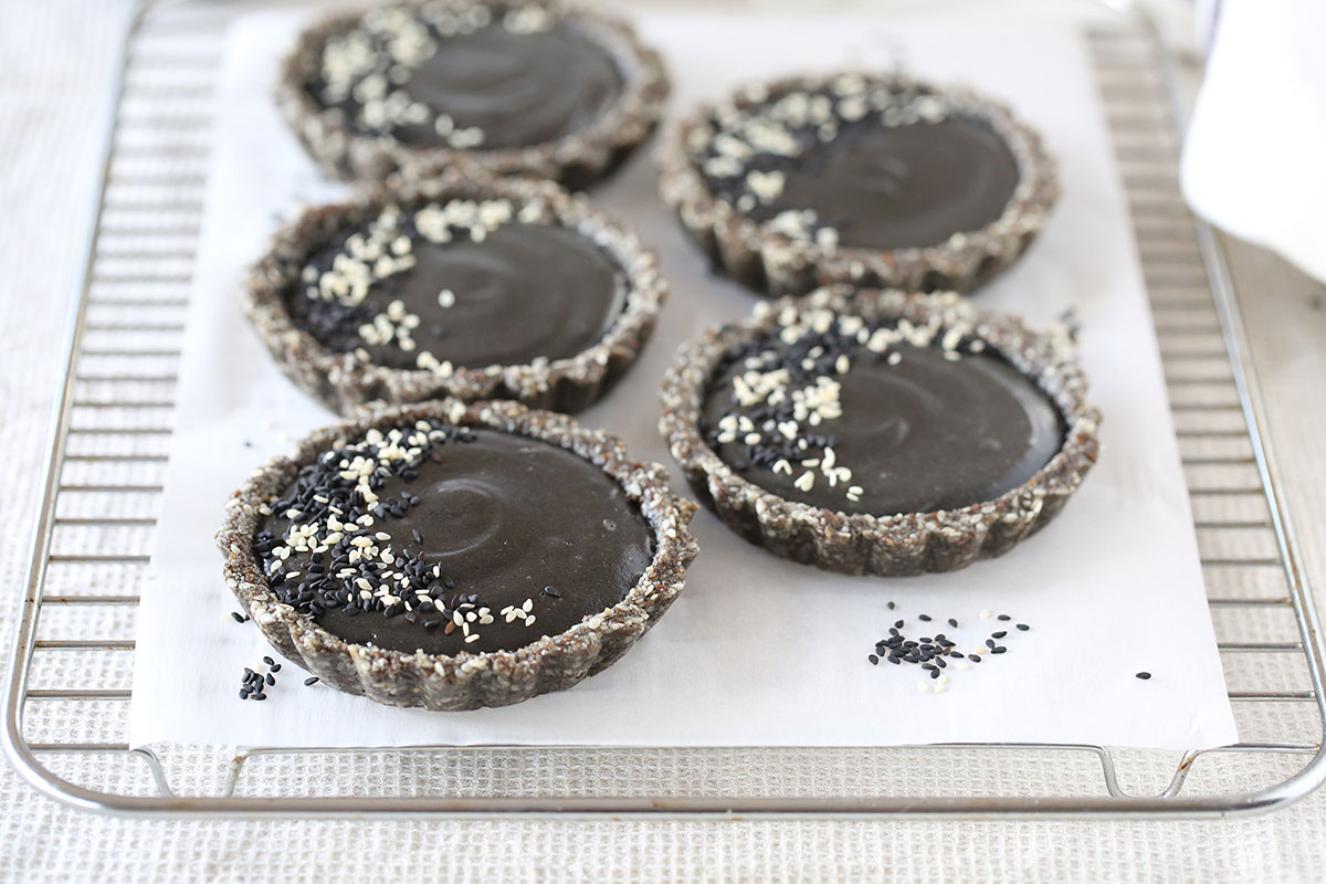 These tarts are modestly sweet, with a nutty flavour and secret ingredient; give them a go and fall in love! Vegan, dairy, egg, gluten and refined sugar free.