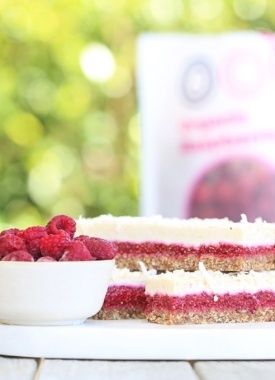 NEXT LEVEL LOUISE SLICE - a healthy take on a kiwi classic - buttery shortbread, raspberry jam, coconut meringue top - vegan, plant-based, dairy free, egg free, refined sugar free, low sugar, wheat free 6 wp