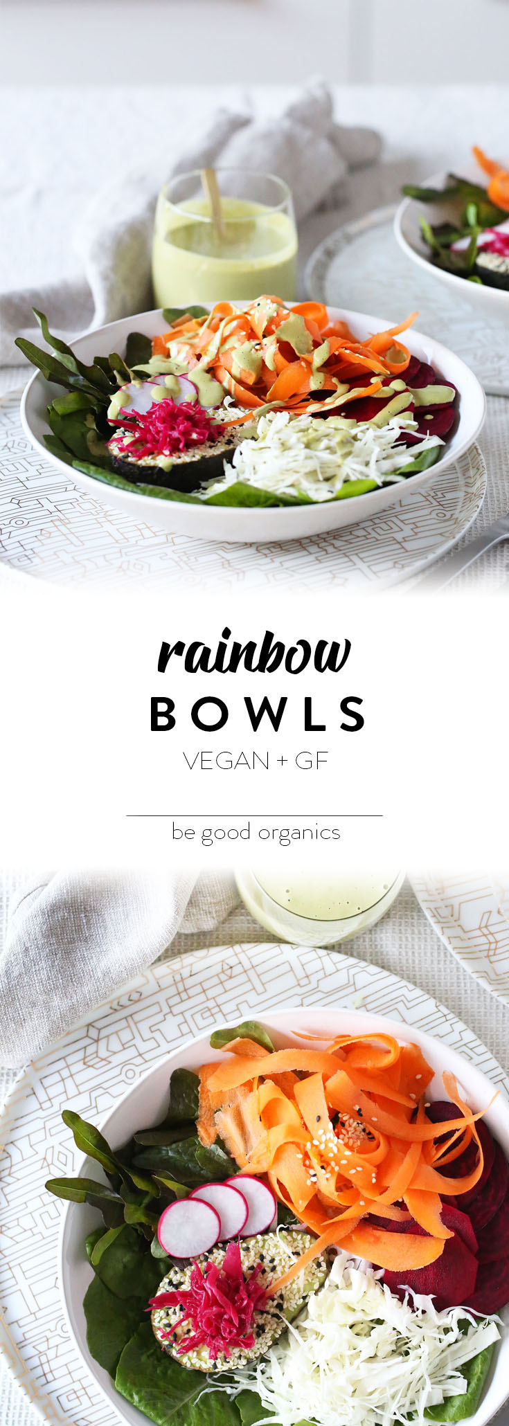 These delicious rainbow bowls are brimming with goodness, but it’s the dressing that will capture your heart! Full of herbs, flavour, and oh so rich and creamy, you’ll be drizzling it over everything. Vegan, dairy, egg and gluten free.