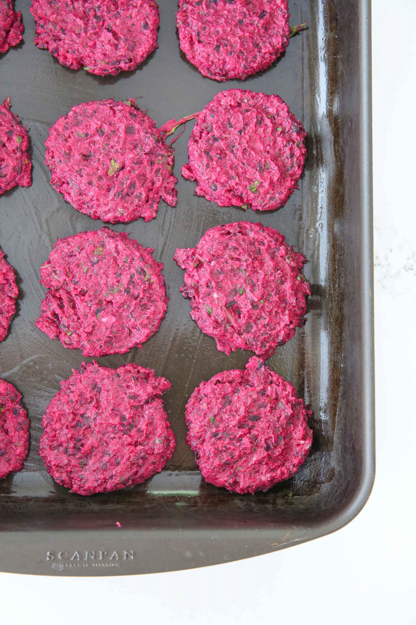 Beetroot, Basil and Black Bean Burgers Patties before they are cooked. Recipe by Buffy Ellen of Be Good Organics - vegan and gluten free