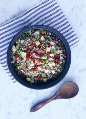 Pomegranate Cauliflower Couscous Salad by Buffy Ellen of Be Good Organics - gluten free, raw, vegan, paleo and keto
