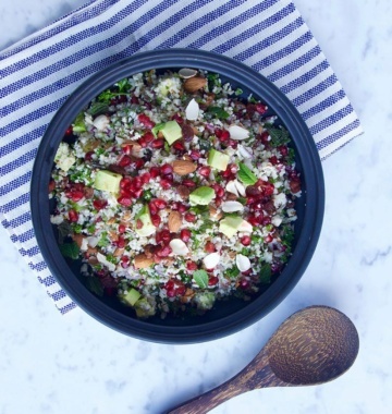 Pomegranate Cauliflower Couscous Salad by Buffy Ellen of Be Good Organics - gluten free, raw, vegan, paleo and keto